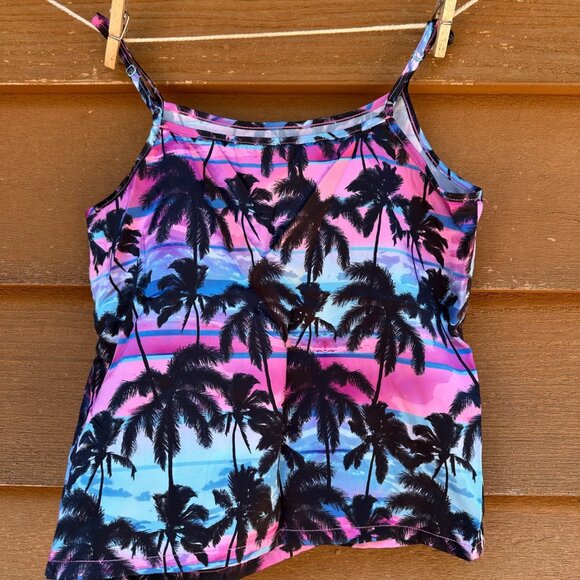 More Than Magic Girls Sleepwear Top Pink Blue Tropical Palm Tree Print Size 7/8 - Picture 3 of 8